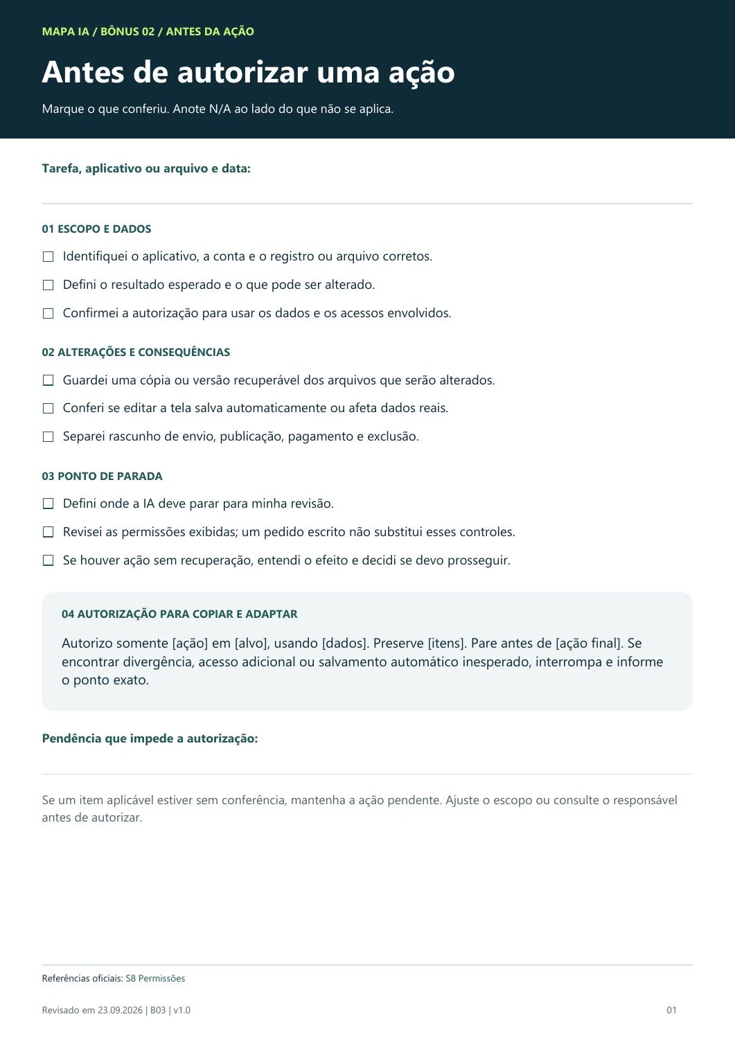 Primeira página real do bônus Checklist de revisão e controle